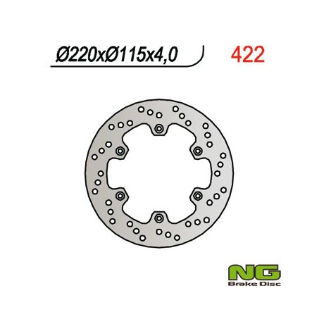 DISCO DE FRENO TRASERO NG PARA YAMAHA YZ/YZF HASTA 1998 (220x115x4)