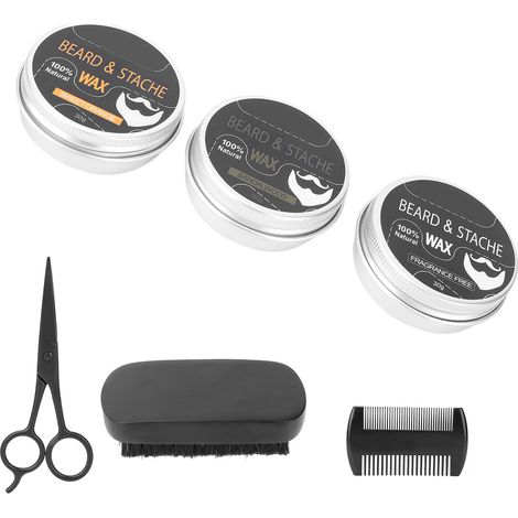Kit de Soins Barbu Bluezoo - Brosse Double Face, Savon Rasage et Ciseaux de Précision (1/5)