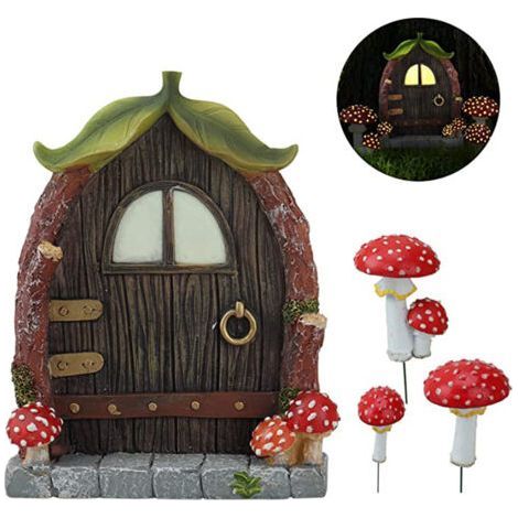 Ornement de porte et de fenêtre en forme de champignon lumineux, décorations créatives en résine, décorations de jardin et de ferme, décorations de bureau, cadeaux, décorations de voiture (1/5)