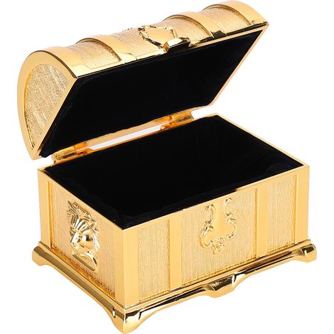 Coffre à bijoux rétro doré de style européen, boîte à bijoux style pirate (1/5)