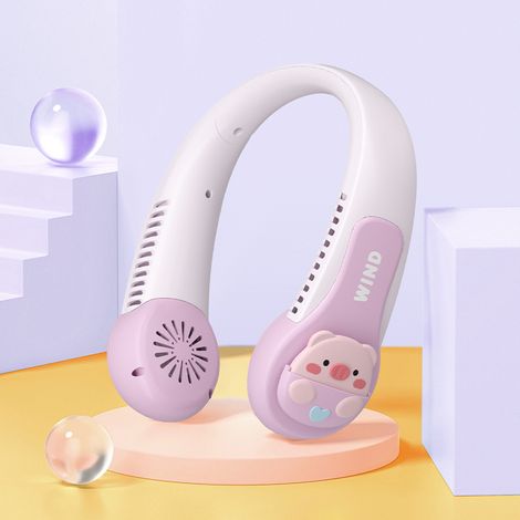 Ventilateur de cou portable rechargeable par USB - Silencieux avec batterie intégrée pour enfants et adultes - Idéal pour les sports et activités de plein air (1/5)