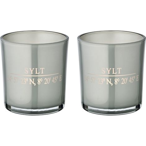 Lot de 2 Photophores en Verre Cristal Gris pour Bougie Chauffe-Plat H8 x Ø 7,5 cm - PANGIVO (1/5)