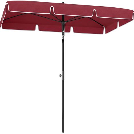 Parasol de jardin rectangulaire 2x2.4 m avec inclinaison réglable, Rouge et Noir (1/5)