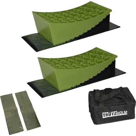 2 x Ausgleichsrampe mit Unterlegmatte 13,5 T 32x15x11 / 19x15x8 cm Kunststoff Wohnmobil (1/5)