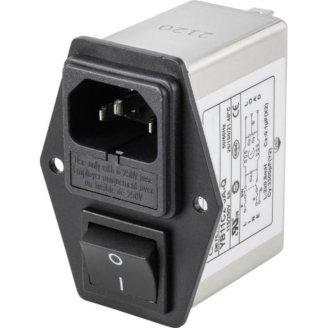 TRU COMPONENTS TC-10101460 Netzfilter mit Kaltgerätebuchse, mit Schalter, mit 2 Sicherungen 250 V/A (1/3)