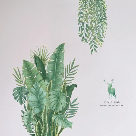 Sticker mural plante verte, Sticker mural plante tropicale, Sticker mural vert (1/5)