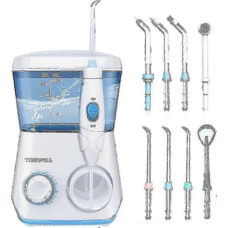 Hydropulseur de 600 ml, 10 réglages de pression, 8 embouts, adapté aux soins dentaires et orthodontiques. (1/5)