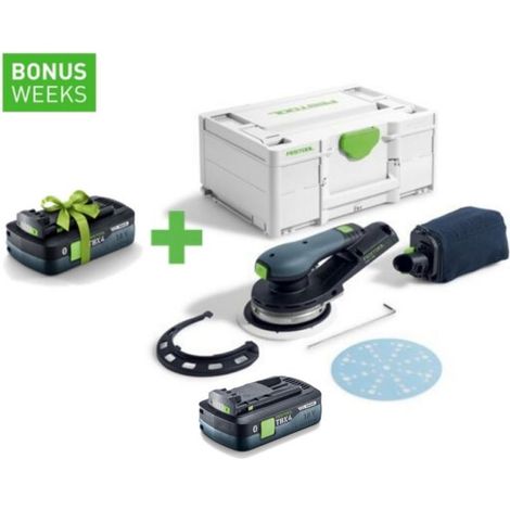 FESTOOL Akku-Exzenterschleifer ETSC 2 150-Basic + Tabless Akkupack BP 18 TBX 4 C-ASI - 577723A
