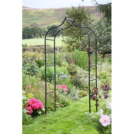 Tom Chambers Black Baroque 240cm x 110cm Metal Steel Garden Flower Rose Arch (1/2)