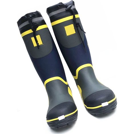 Botte de jardinage de pêche en plein air, bout et semelle en acier, bottes de pluie de travail souples et imperméables XL (convient aux tailles 45 à 46) (1/5)