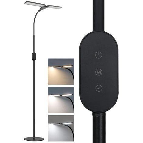 ZMH Lampadaire LED dimmable liseuse de salon - lampadaire noir 9W avec minuterie et fonction mémoire Luminosité et température de couleur réglables Lampadaire tactile pour chambres Hauteur: 158CM