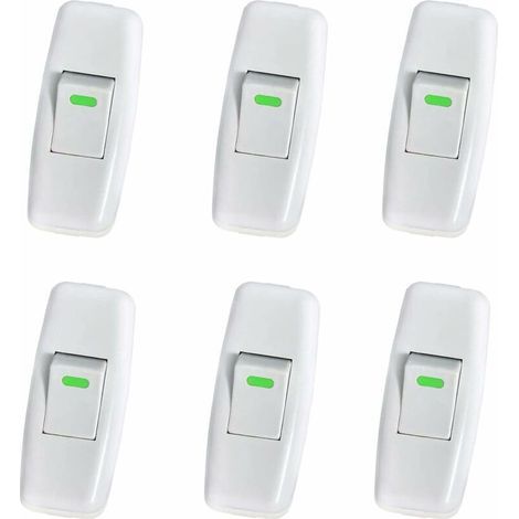 Lampenschalter, Torpedoschalter, Zwischenschalter, Nachttischlampenschalter, Wippschalter für Nachttischlampen, Ersatz-Ein-/Ausschalter, 6er-Pack