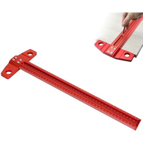 Calibrador de marcado de aluminio en forma de T de 400 mm, adecuado para trabajos en madera y vidrio. (1/2)