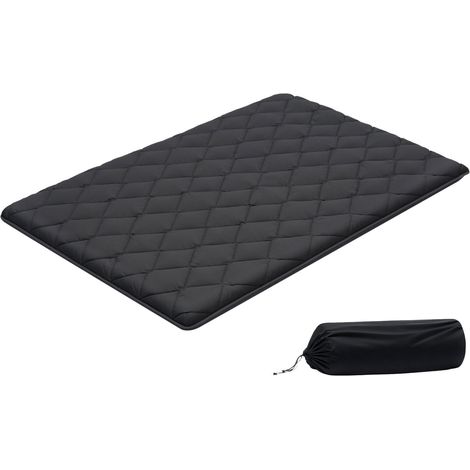 Matelas Futon Taille Lit Double, Matelas de Sol Japonais Pliable, Tatami Doux pour Dormir Yoga Méditation et Relaxation, 203,2x137,2x8,9 cm, 9 Couches, avec Sac de Rangement et Attaches, Noir (1/5)