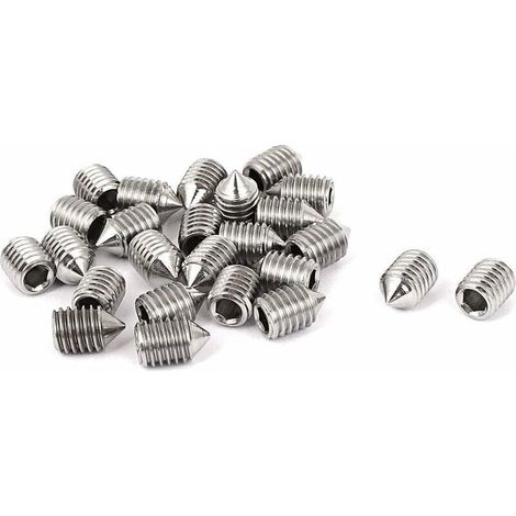 ZVD - Juego de 16 tornillos prisioneros cónicos de 5 mm de longitud, con roscas métricas de varios tamaños: M3, M4, M5 y M6. Juego de tornillos prisioneros hexagonales de acero inoxidable A2. (1/3)