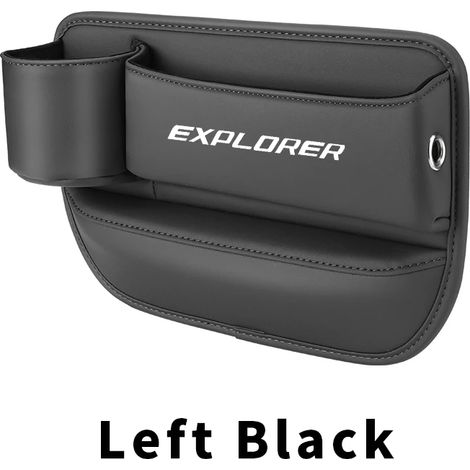 (Noir à gauche) Boîte de rangement pour l'espace entre le siège et le porte-gobelet pour Ford Explorer 2023, 2022 et 2021  pochette pour gobelet, téléphone et clés  accessoire intérieur en cuir. (1/5)
