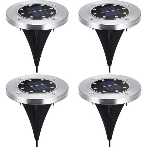 Lampe solaire d'extérieur, lot de 4 balises solaires à 8 LED blanc froid-AquaForge (1/5)