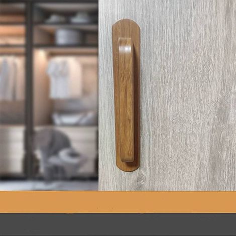 Tirador autoadhesivo de madera para muebles con punta adhesiva, para cajón de refrigerador, puerta corredera de armario (1 pieza) (Largo 143 x Ancho 30 x Alto 33, color madera melocotón)