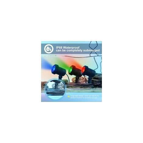 Wasserdichte Solar-LED-Flutlichter mit 3 GRB-Lampen, verstellbare IP68 wasserdichte Solarlampe, Solarleuchten für Garten, Pool, Teich, Hof, Mauer, Straße - automatische Ein-/Ausschaltfunktion (Rot, Gr (1/4)