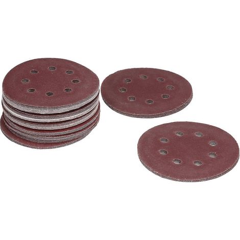 125 disques de ponçage ronds à 8 trous avec fermeture auto-agrippante pour l'élimination de la rouille, la peinture et le soudage (5 pouces)