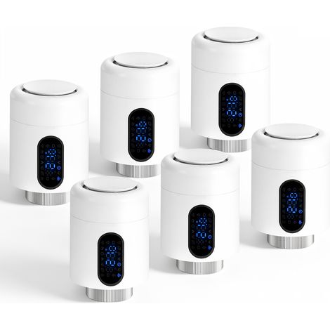 TolleTour Termostato connesso per radiatore, 6 modalità e rilevamento finestra, Bianco, Set da 6 (1/5)