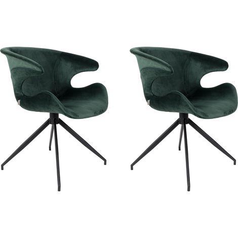 Lot de 2 chaises design en tissu vert - LUMIA