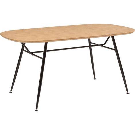 Table à manger ovale avec pieds en métal noir - Longueur 160 x largeur 90 x Hauteur 75 cm (1/5)