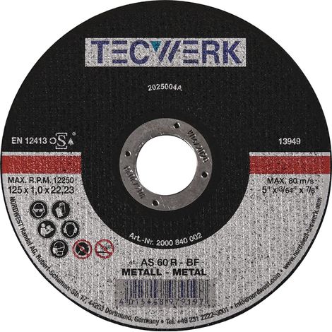 Disco  de  corte  D230x3mm  recto  STA  Taladro  22,23mm  TECWERK (1/2)