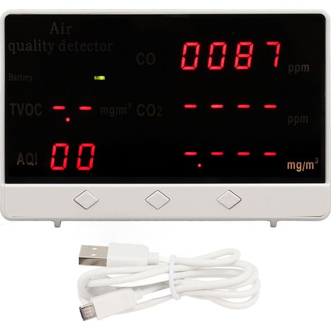 5V-Luftqualitätsdetektor mit großem Farbdisplay für CO2, CO, HCHO, TVOC – Messgerät für Innenraumluftverschmutzung (1/5)