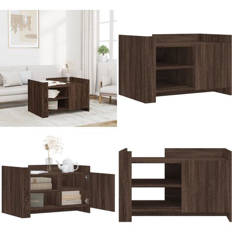 Table basse chêne marron 80x50x50 cm bois d'ingénierie - Table Basse - Meuble Salon - Table D'appoint - Table Design - Table Ronde - Home & Living (1/5)