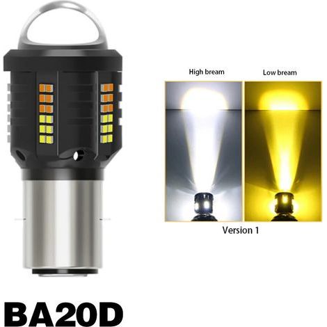 LED-Motorradscheinwerfer (2er-Pack) (BA20D/H6-Doppelbajonettsockel) – Zweifarbig (weiß/gelb) mit integriertem Abblend- und Fernlicht – Leistungsstarker Scheinwerfer. Geeignet für Elektrofahrzeuge. (1/5)