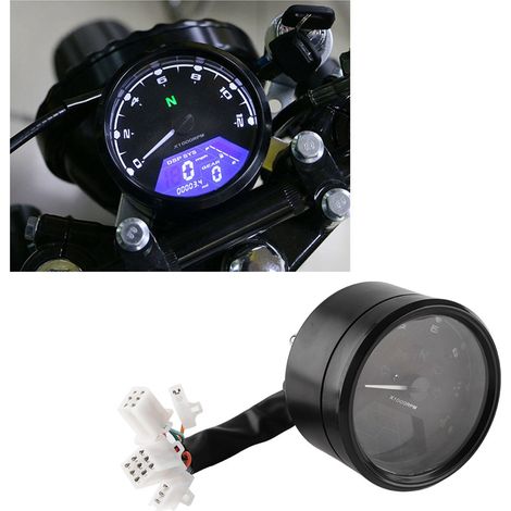 Compteur de vitesse numérique LED pour moto, tachymètre digital 12000 tr/min, jauge rétroéclairée avec indicateur de régime, kit compteur moto haute visibilité (1/5)