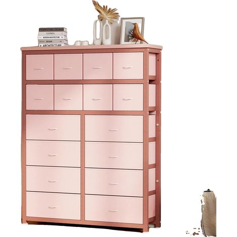 Cassettiera con 16 cassetti, design moderno e minimalista, colore rosa. (1/2)