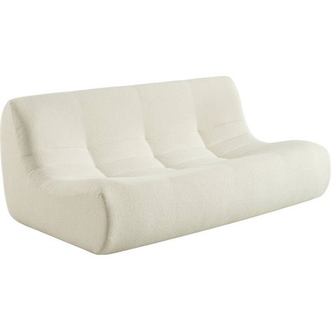 sweeek - 3-Sitzer Sofa mit strukturiertem Bouclé-Bezug, Strukturiertes  Bouclé, Weiß