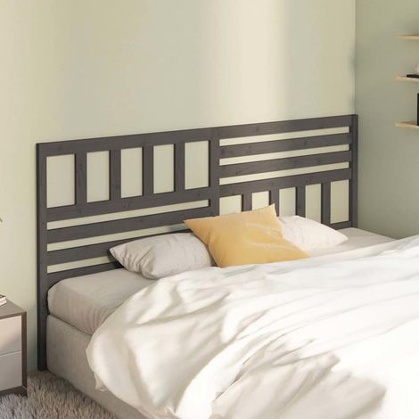 vidaXL Cabecero de cama madera maciza de pino gris 206x4x100 cm (1/5)