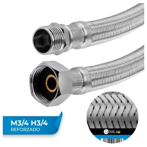 Latiguillos M3/4 H3/4 Acero Inoxidable 304 EPDM Atóxico 25cm Pack 10 Uds