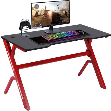 Scrivania Gaming Porta Pc Computer in Metallo e Legno MDF Tappetino Mouse Pad