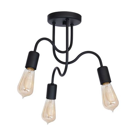 Plafonnier industriel noir mat Dow 3xE27 15W Luminex