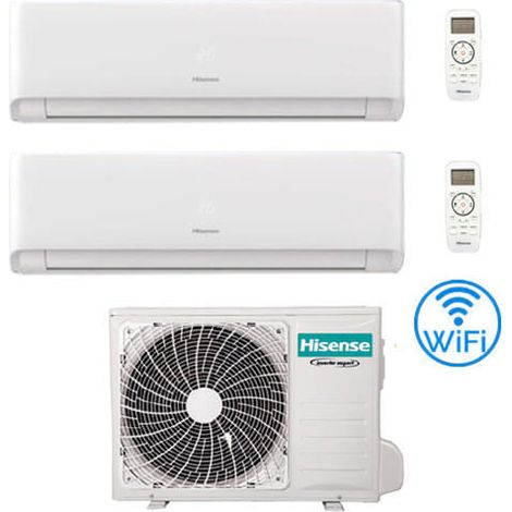 Klimaanlage Wechselrichter Hisense Energy Ultra Ecosense Wifi R32 Dual Split 7000 + 7000 BTU mit E.U. 2AMW42U4RGC Klasse A++/A+