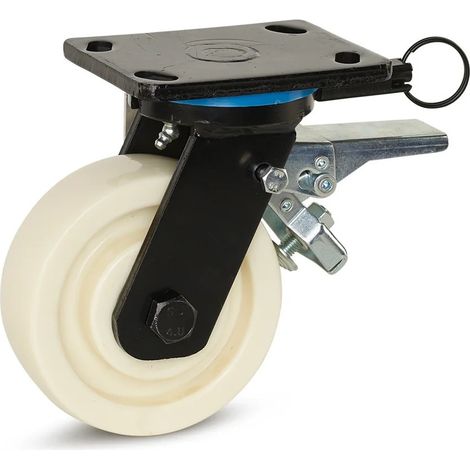 Roue pivotante extra lourde freinée - MESO - Nylon - 150mm - 1000kg - Platine (1/2)