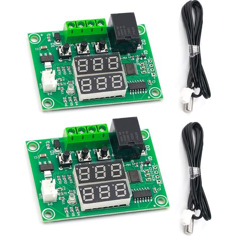 2pcs W1219 Thermostat Contrôleur de température DC 12V Double LED Affichage numérique Régulateur de tension Contrôle Commutateur Relais de température NTC 10K (1/5)