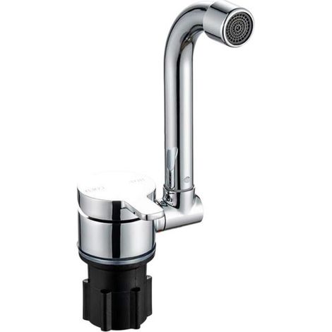 Robinet Pliable pour Camping-Car Rotation 360 ° de Cuisine évier Robinets d'eau à Une poignée avec Tuyau d'arrivée Froide et Chaude pivotant (1/5)