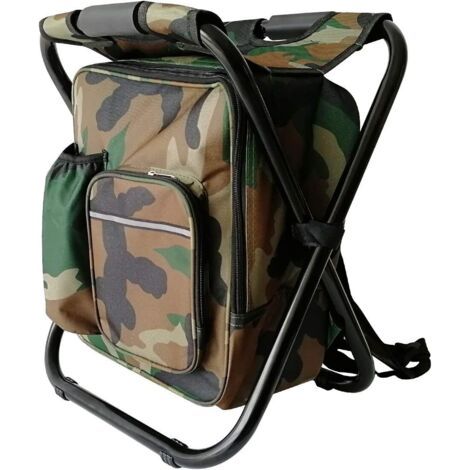 HOXILEELEO - Chaise de camping pliante avec sac à dos, ultra-légère et imperméable pour le camping, les pique-niques et la chasse (camouflage) (1/4)