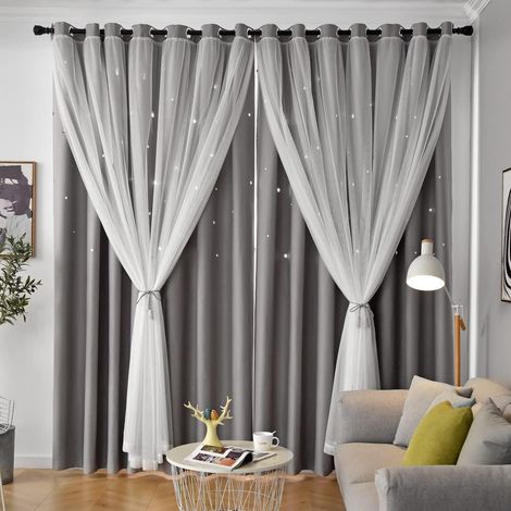 Rideaux Gris Occultants pour Chambre d’Enfant 1,5x2,7 m  Doublé, Mignons et Pratiques pour Garçons