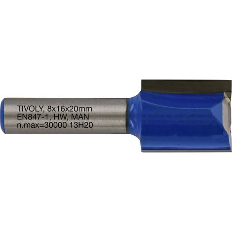 Tivoly • Fraise de Défonceuse à Rainurer Droit • Ø16mm • 2 Lames en Carbure • Tige Ø8mm • Pour Travail du Bois (1/2)