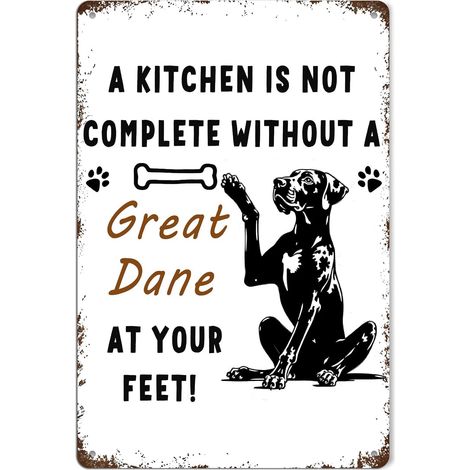 Plaques Métalliques de Cuisine Drôles de Great Dane, Plaque Étaine Cadeau Drôle de Great Dane, Décoration de Great Dane pour la Cuisine, Cadeaux de Great Dane pour les Femmes Amateurs de Chiens 20 x 3 (1/5)