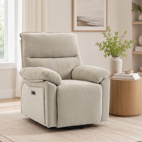 Fauteuil Releveur Électrique Massage et Chaleur Fauteuil Relax Électrique Chenille Ports USB Dossier Inclinable Crème (1/5)
