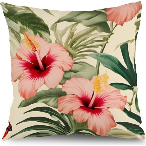 Housse de coussin patio fleurs, décoration salon extérieur,50×50cm (1/5)