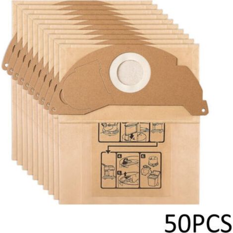 50 Sacs pour Aspirateur Karcher WD2 MV2 6.904-322.0 WD 2.200 WD2250 A2004 A2054 A2099，Remplacement pour Aspirateur Karcher