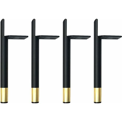 4 Pieds de Table en métal Pieds de Meubles de matériel pour Armoire, Armoire, armoires de télévision, Table de Chevet livrés avec des vis,Black Gold,13cm (1/5)